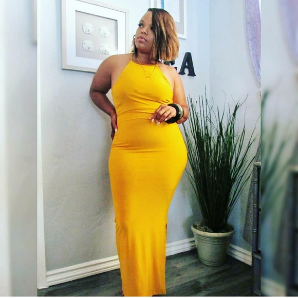 Dresses & Skirts - Mustard yellow body con maxi dress